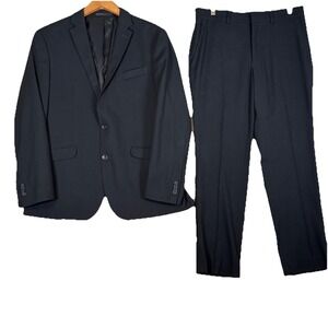 Kenneth Cole Reaction Suit Mens 40R 32x29 Black Slim Fit Ready Flex 2-Piece Prom